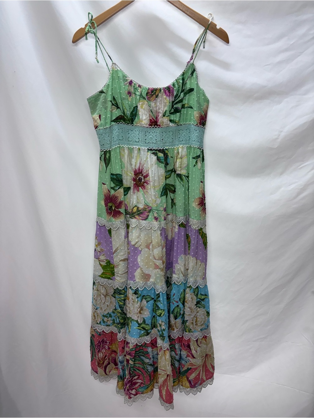 FARM Rio Floral Midi Dress in Purple, Pink, Green, Cream Large runs small - Picture 4 of 13